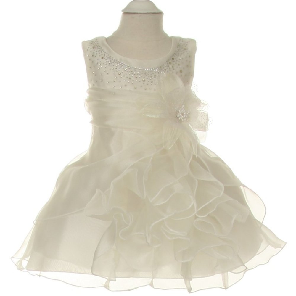 Cascading Rhinestone Organza Girl Dress
